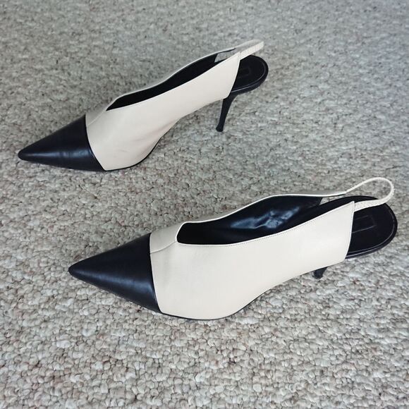 Narciso Rodriguez Black and Cream White slingback pumps size 38.5 - Picture 4 of 12